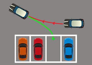 park in a parking bay – either by driving in and reversing out, or reversing in and driving